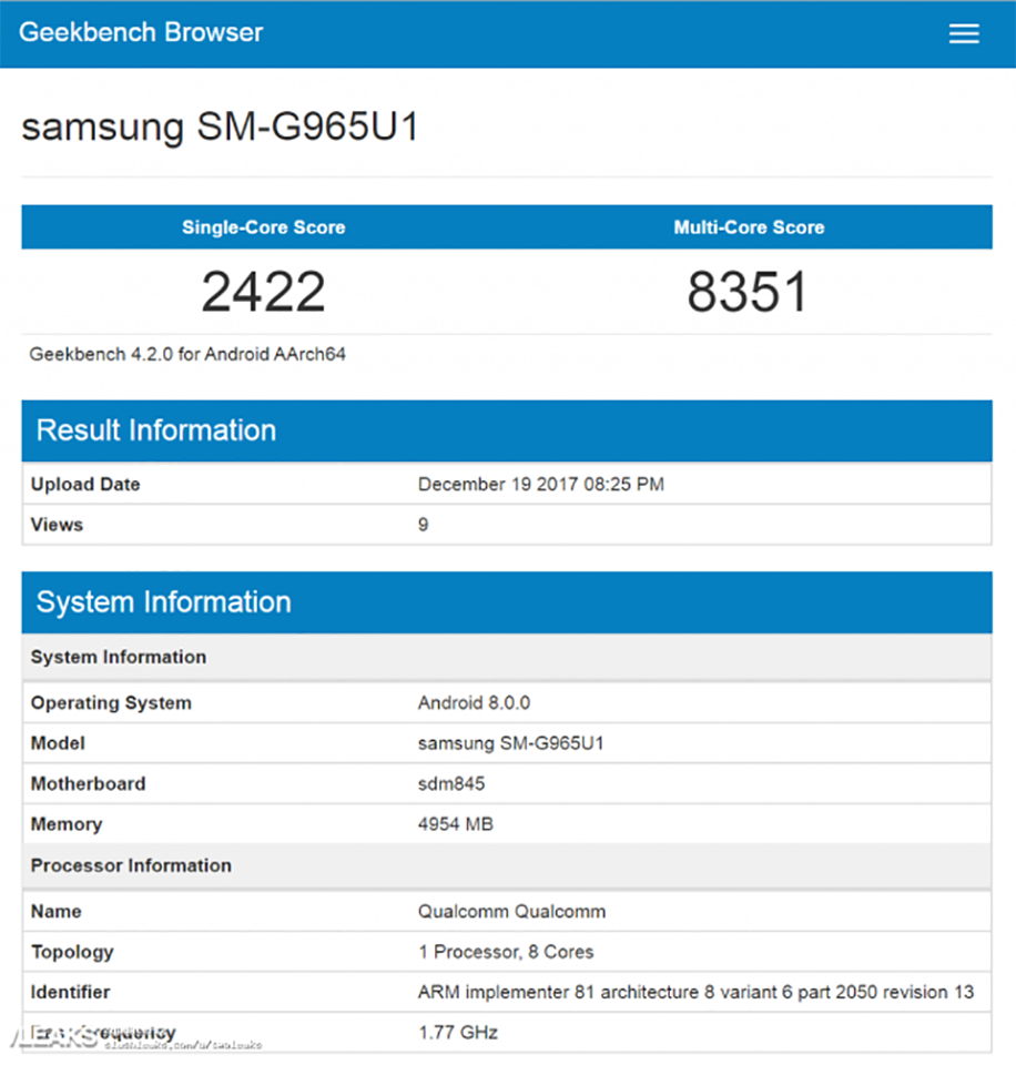 Galaxy S9 lộ điểm hiệu năng siêu khủng trên Geekbench