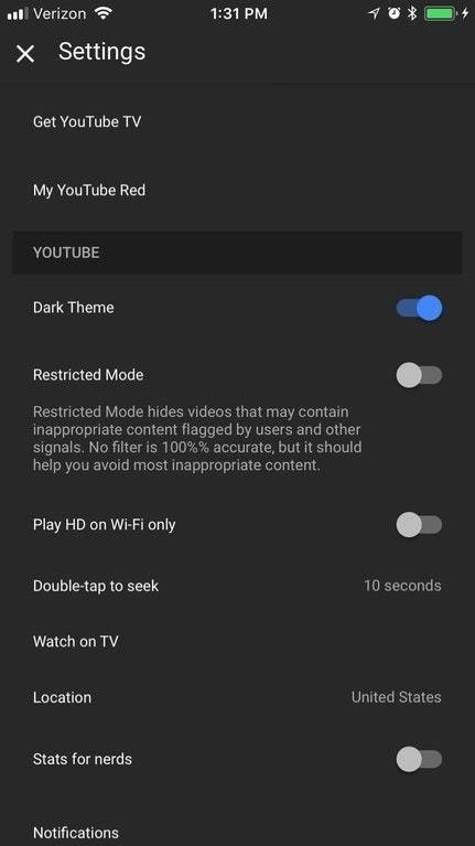 Youtube trên iOS được bổ sung chế độ Dark Mode