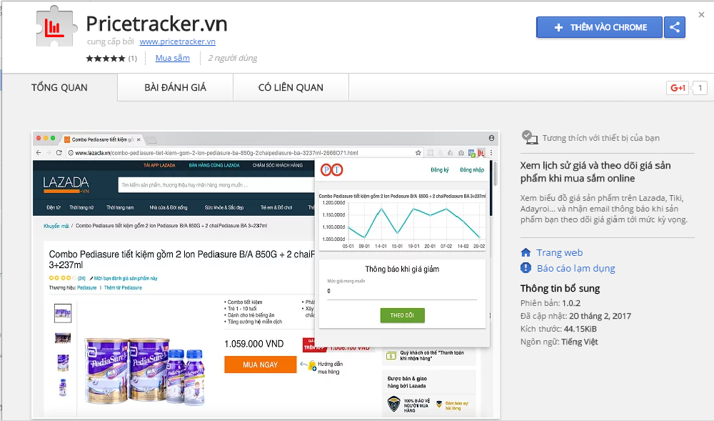 Giao diện để thêm Price Tracker vào trình duyệt bạn thường sử dụng Giao diện để thêm Price Tracker vào trình duyệt bạn thường sử dụng