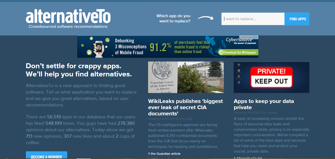 AlternativeTo khá hữu ích trong việc tìm các phần mềm thay thế AlternativeTo khá hữu ích trong việc tìm các phần mềm thay thế