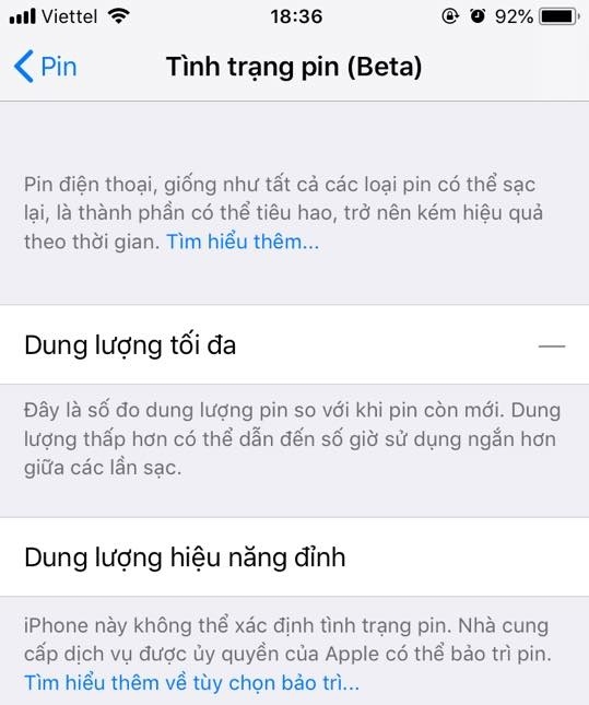 Pin lô không thể kiểm tra tình trạng pin chai