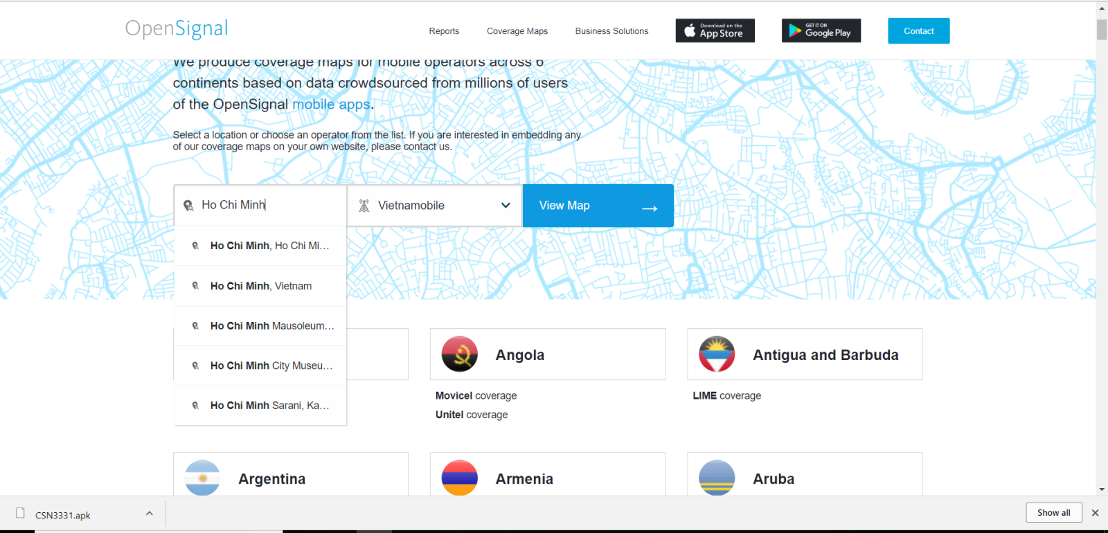 kiểm tra khu vực phủ sóng của Vietnamobile
