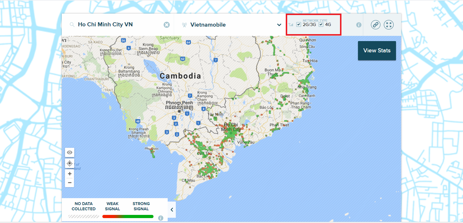 kiểm tra khu vực phủ sóng của Vietnamobile