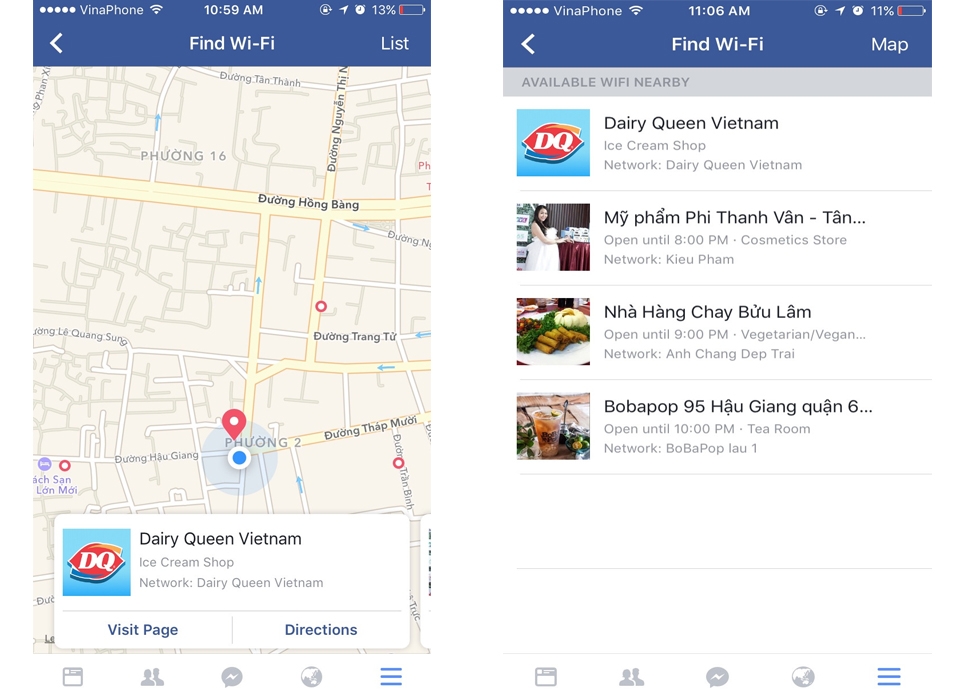 Sử dụng tính năng tìm điểm phát WiFi trên Facebook