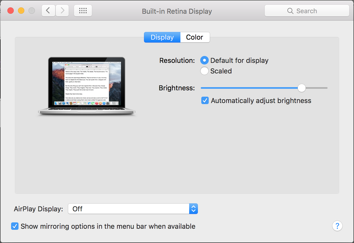 Chỉnh độ sáng màn hình Macbook