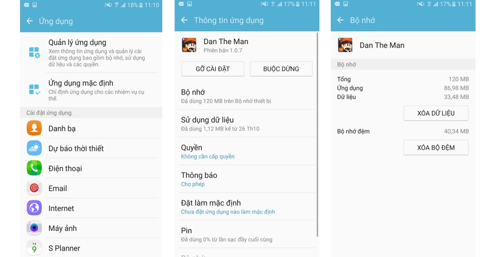 Xóa dữ liệu ứng dụng Xóa dữ liệu ứng dụng