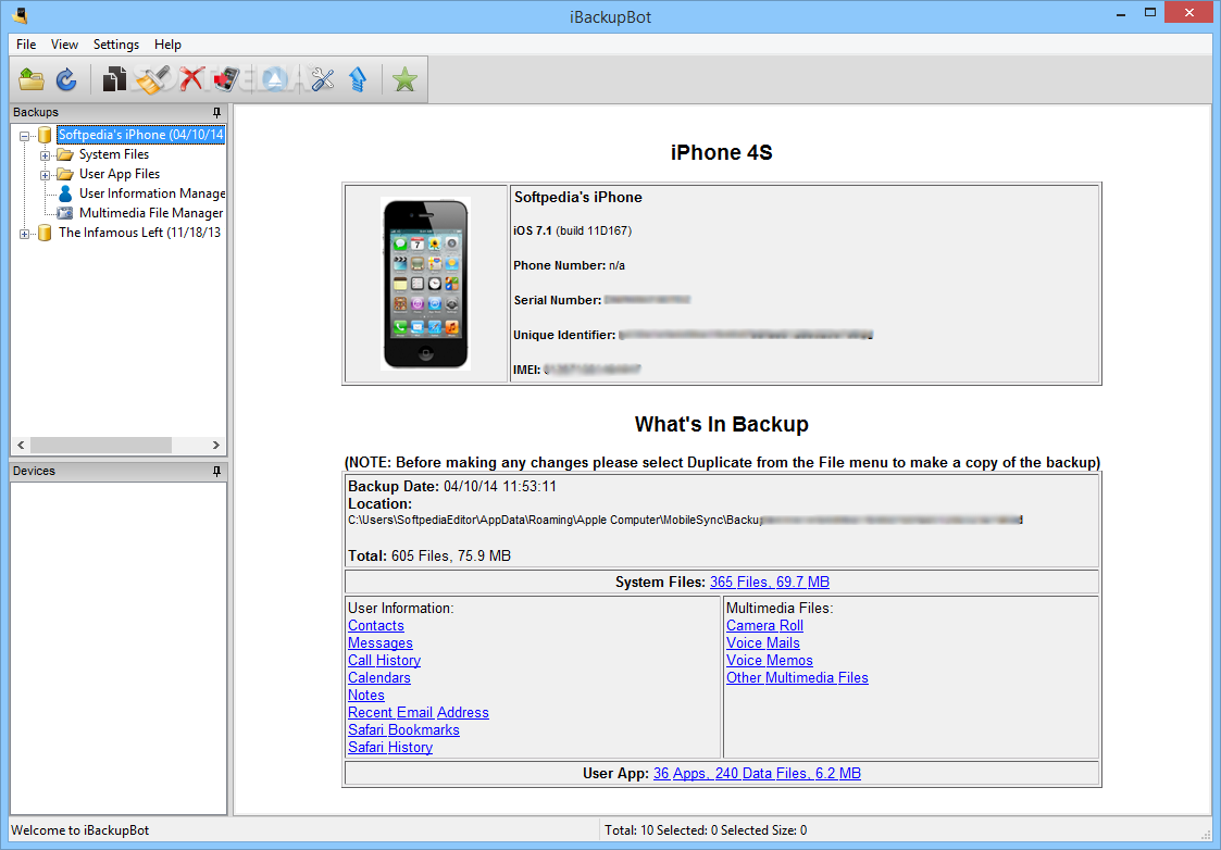 iBackupBot công cụ kiểm tra chai pin hiệu quả