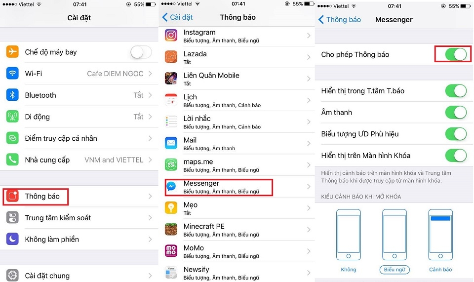 Tắt toàn thông báo Messenger