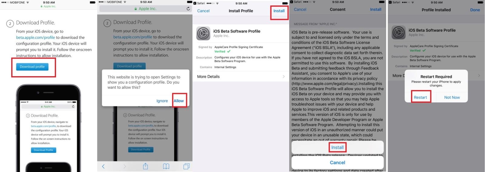 Bước 2: Xác nhận cài đặt Profile chứa iOS 11 về iPhone hoặc iPad Bước 2: Xác nhận cài đặt Profile chứa iOS 11 về iPhone hoặc iPad
