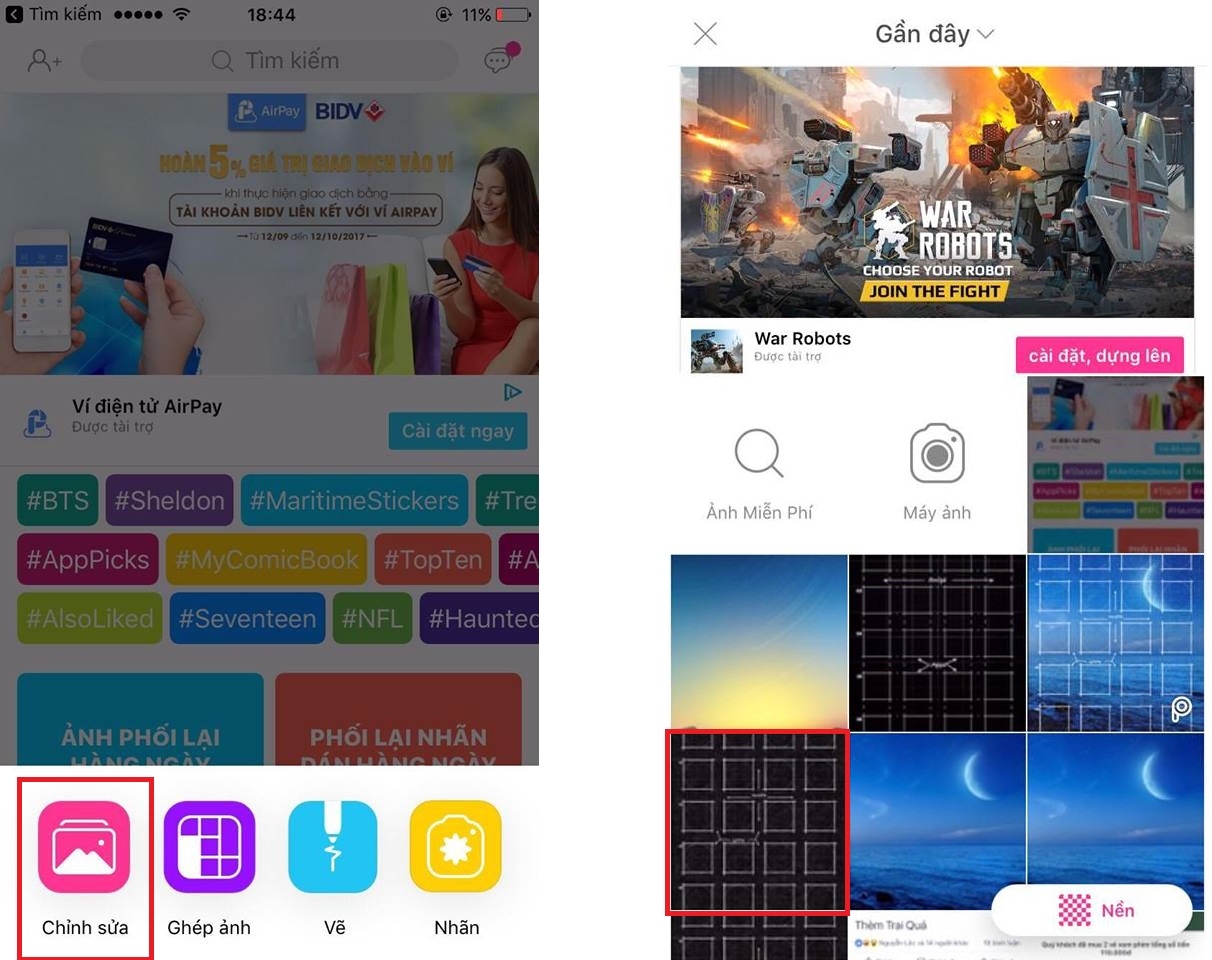 Bước 3: Mở ứng dụng – chọn hình ảnh.