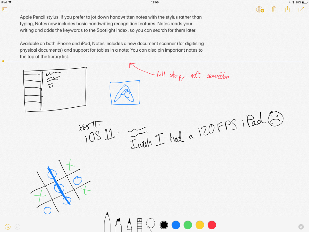 Trình ghi chú Notes sẽ trở nên linh hoạt hơn bao giờ hết với Apple Pen, việc của bạn chỉ cần chạm Apple Pen vào màn hình khi ở chế độ khoá thì trình Notes sẽ tự động được mở ra.