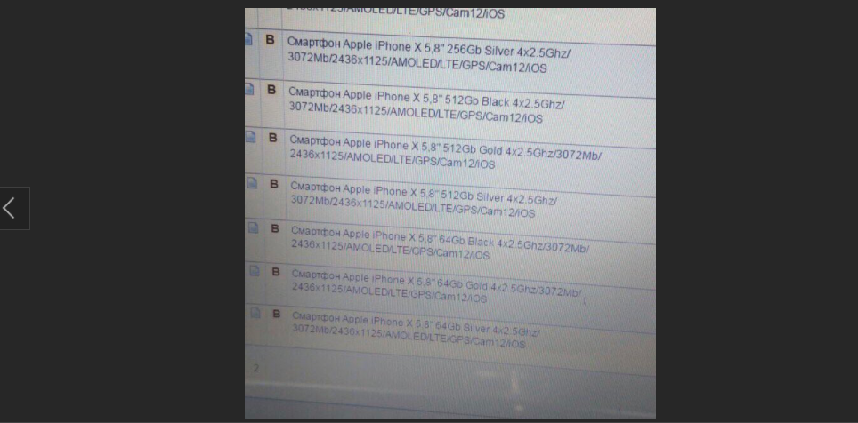 Thông số iPhone X