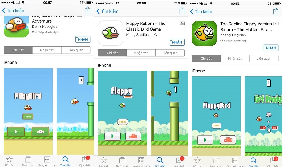 Ứng dụng nhái Flappy Bird