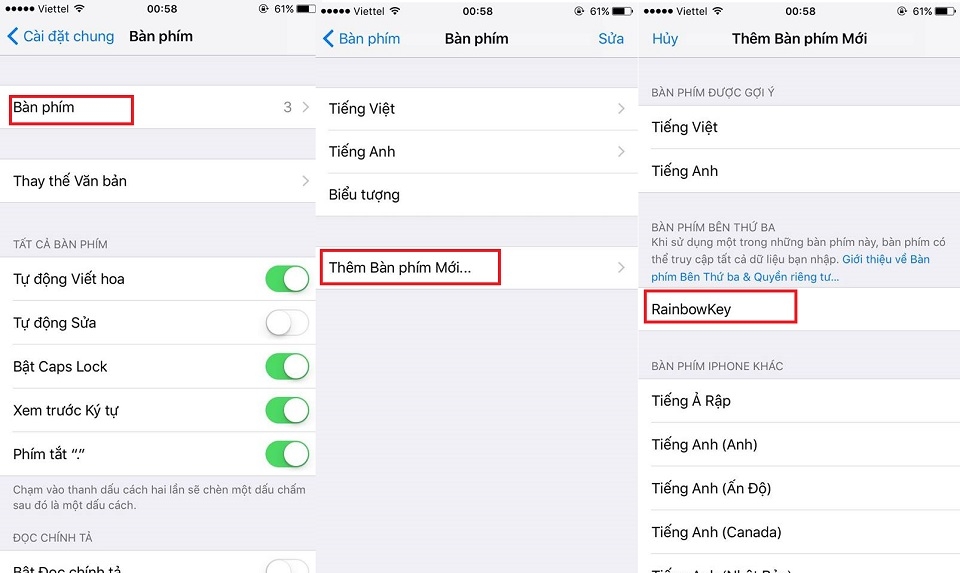 Thêm bàn phím Rainbowkey vào hệ thống