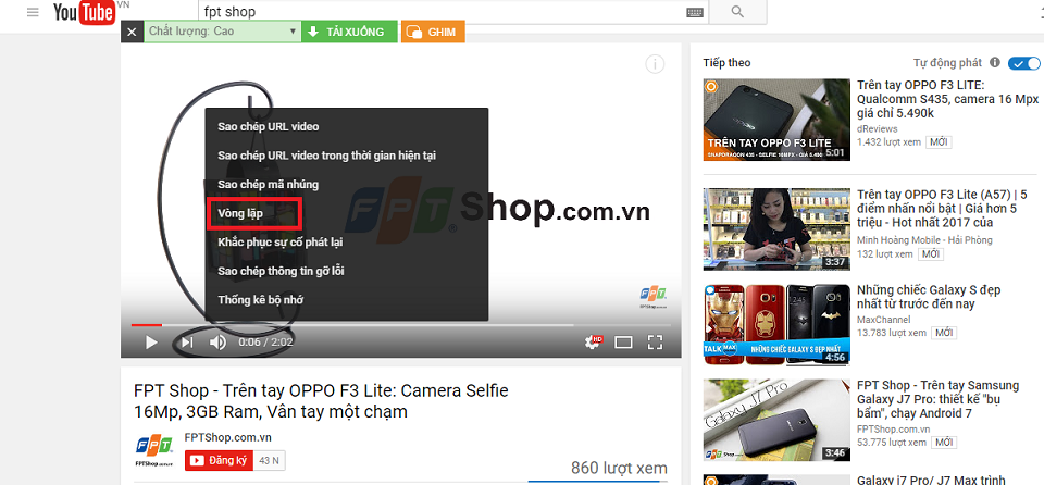Kích hoạt tính năng lặp lại mặc định của Youtube