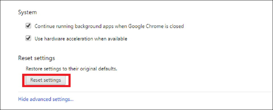Thiết lập lại trình duyệt