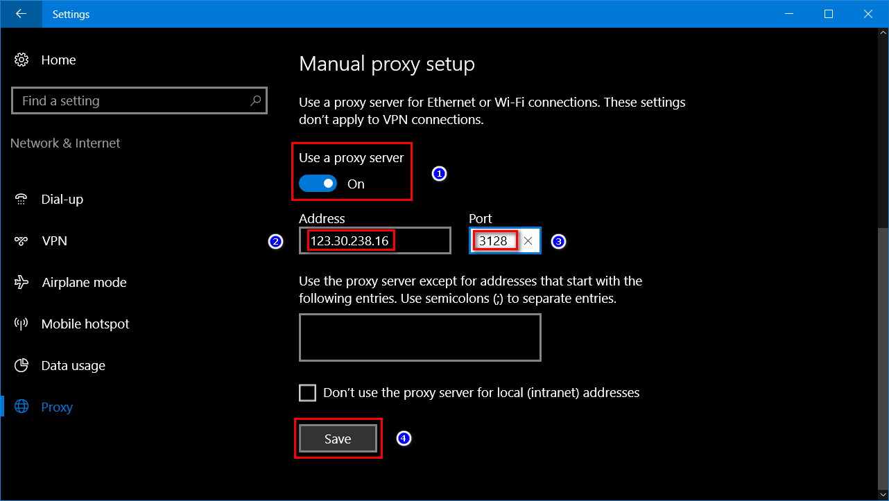Huướng dẫn sử dụng tính năng Proxy trên Windows 10 - Ảnh 4 Huướng dẫn sử dụng tính năng Proxy trên Windows 10 - Ảnh 4