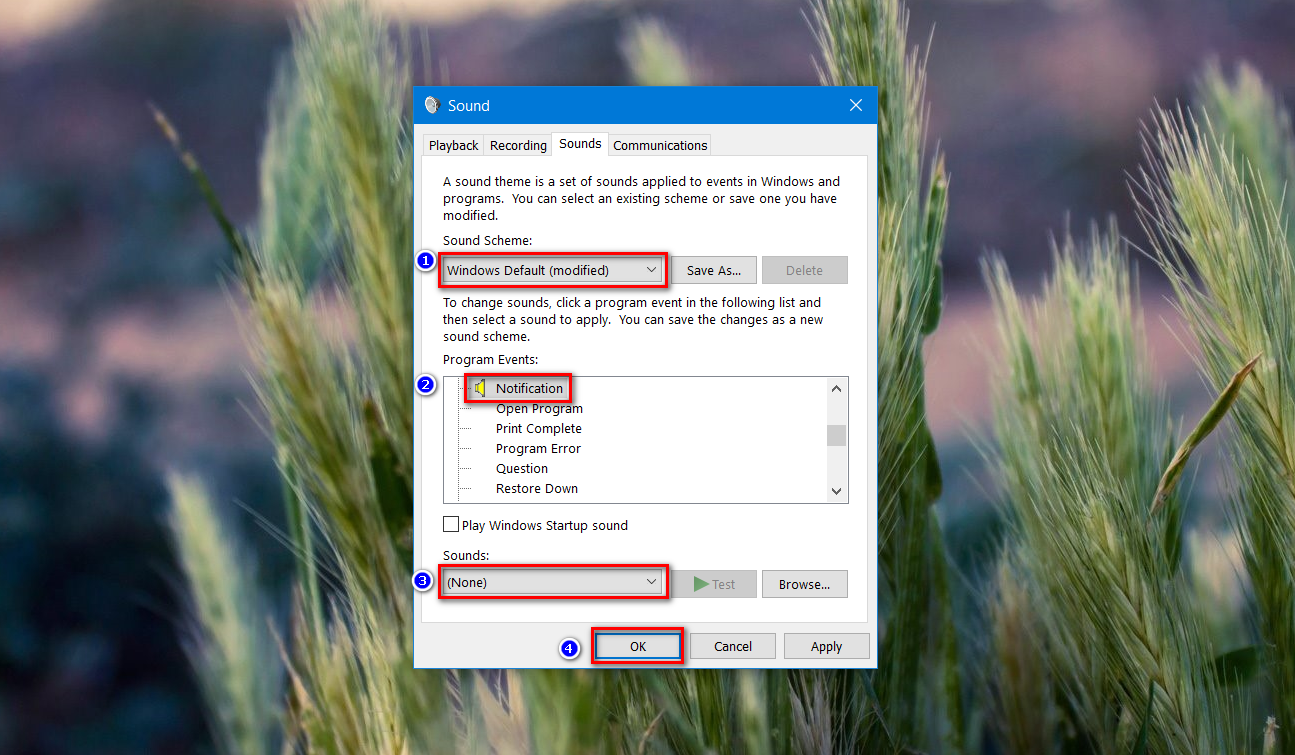 Tắt hoặc thay đổi âm thanh thông báo trên Windows 10 - Ảnh 6 Tắt hoặc thay đổi âm thanh thông báo trên Windows 10 - Ảnh 6