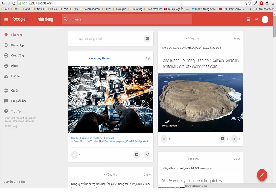 Google+ đã được thay đổi giao diện tại Việt Nam