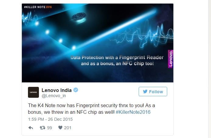 Lenovo K4 Note đã được xác nhân