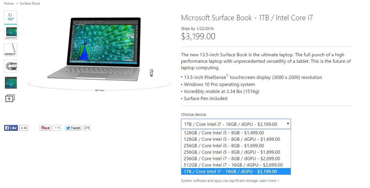 Phiên bản cao cấp của Surface Book xuất hiện trên Windows Store