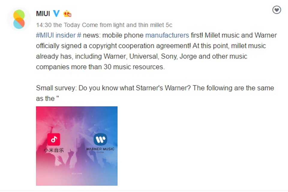 Xiaomi chính thức bắt tay với Warner Music