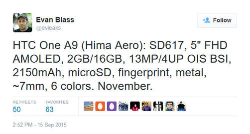 Cấu hình HTC One A9
