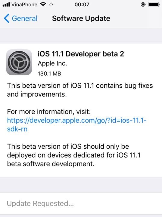 iOS 11.1 beta 2 iOS 11.1 beta 2