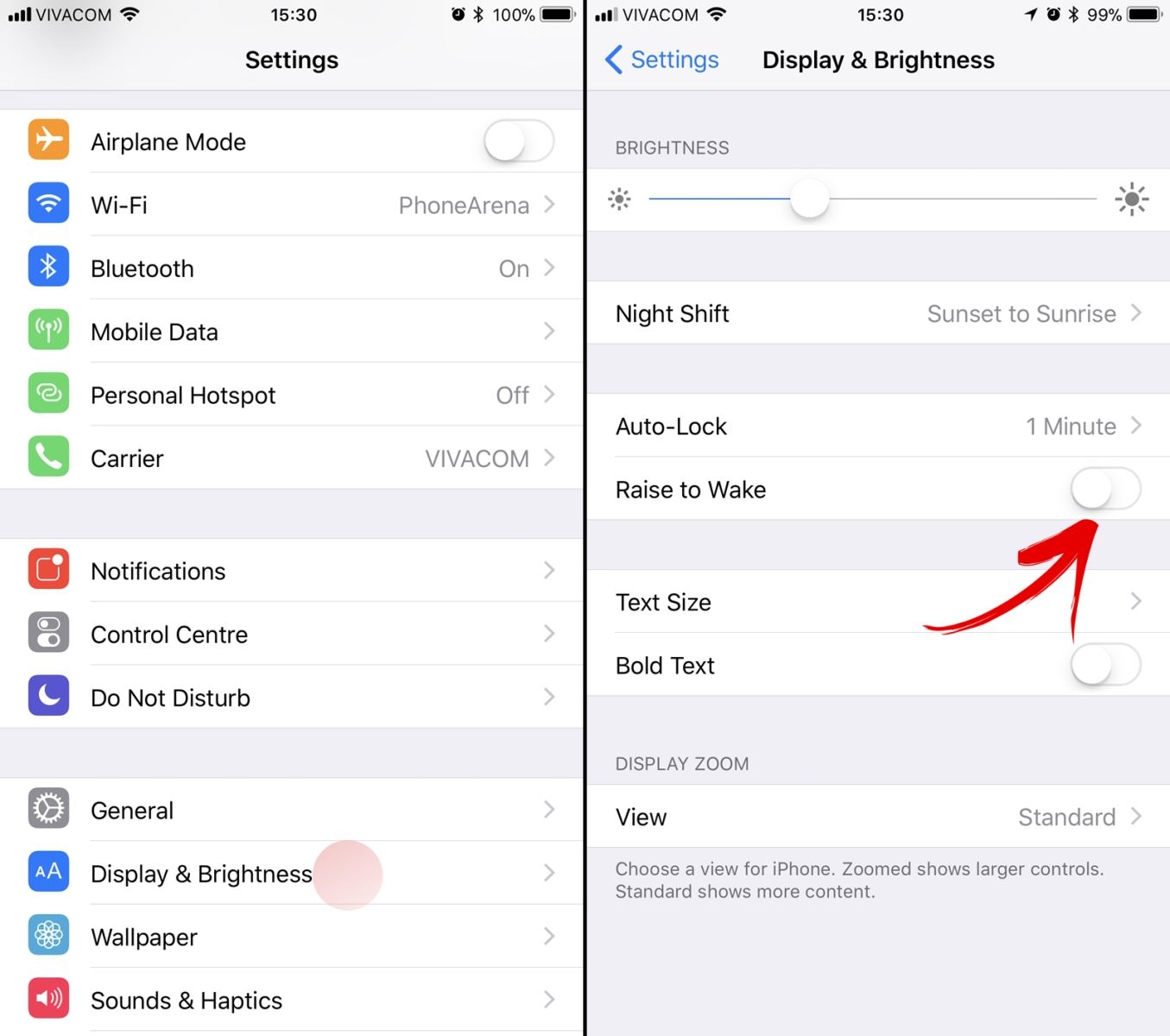 Tắt tính năng Raise to Wake