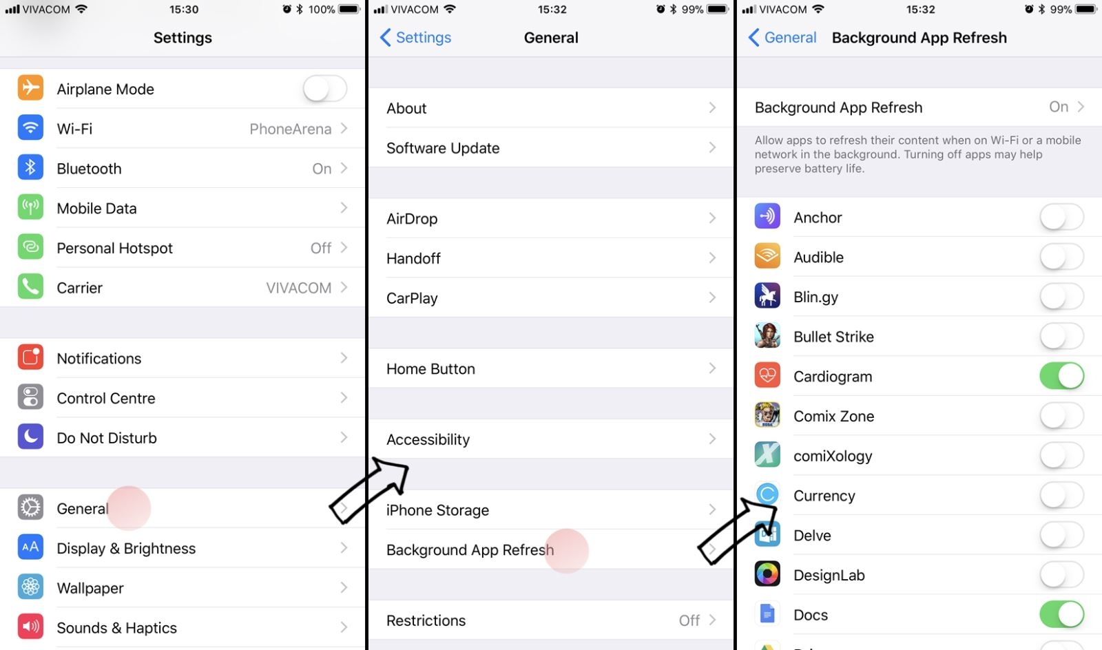 Vô hiệu hoá Làm mới ứng dụng nền