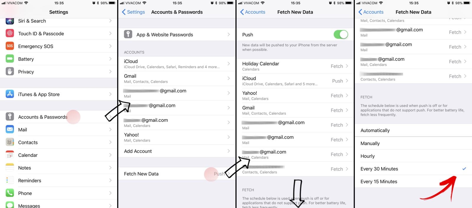 Thiết lập nạp dữ liệu mới cho tài khoản email
