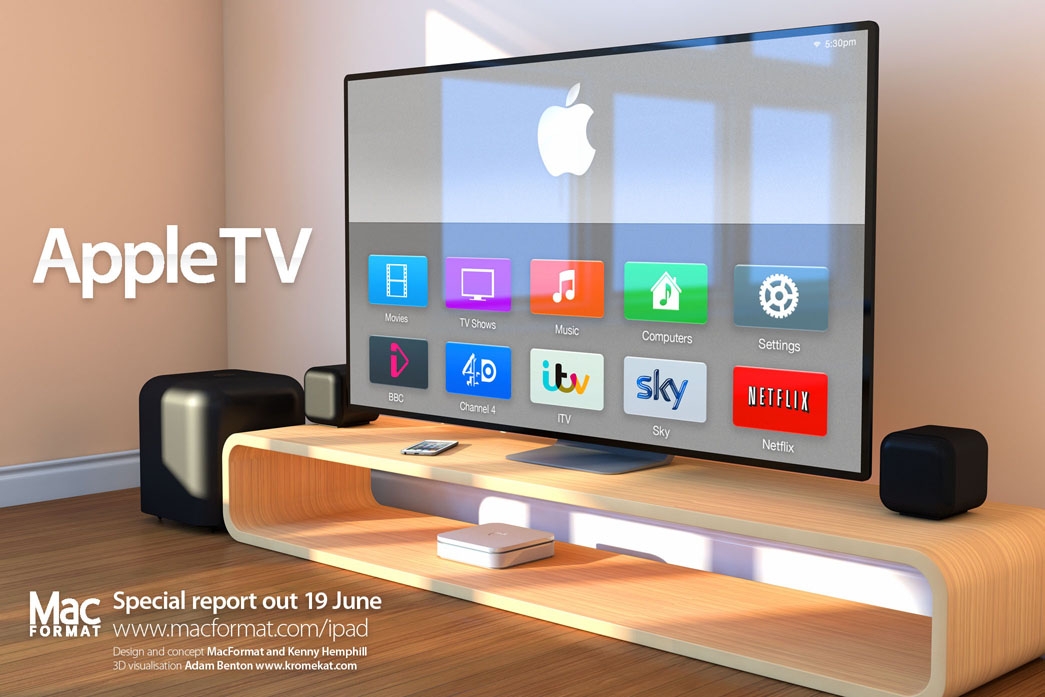 Concept Apple TV với giao diện phẳng cùng chất lượng hiển thị được nâng cao đáng kể