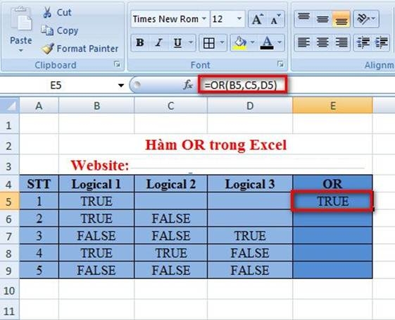 Hàm OR
