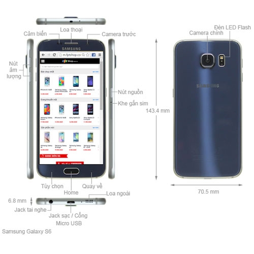 Các thông số kỹ thuật  galaxy s6