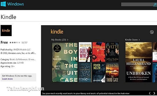 Ứng dụng Kindle Reader For Windows 8