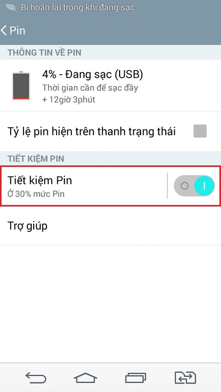 Bật chế độ tiết kiệm pin
