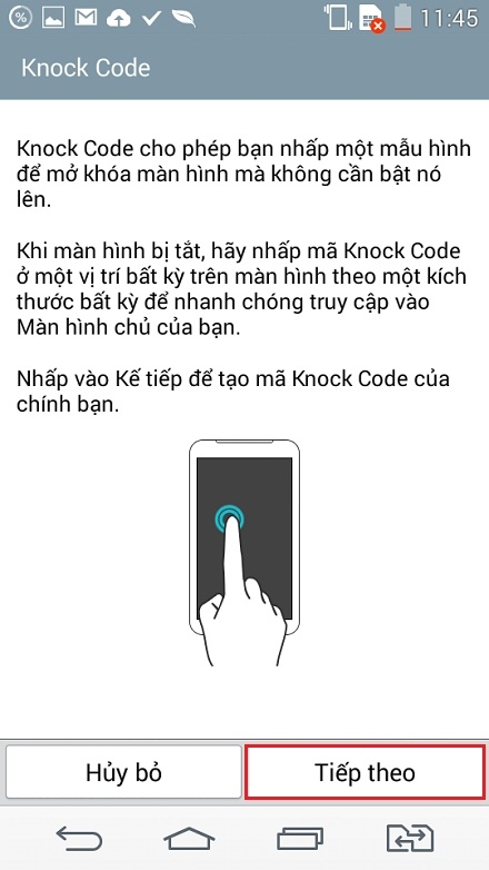 Khóa màn hình bằng Knock Code