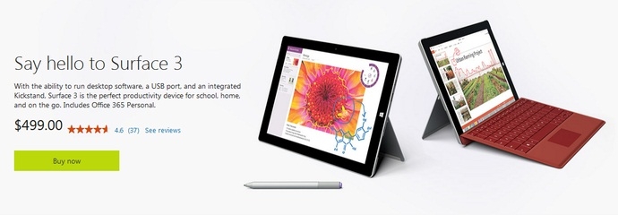 Microsoft Surface 3 có sẵn trên Microsoft Store