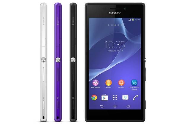 Xperia M2 có ba màu sắc là đen, trắng và tím cho bạn lựa chọn.