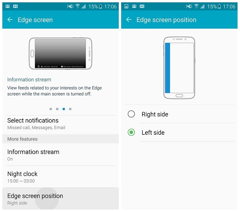 Chọn cạnh trên Samsung Galaxy S6 Edge