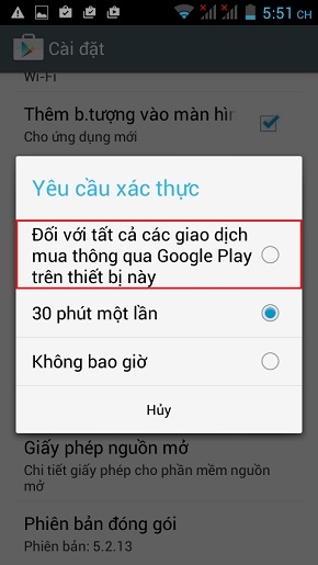 Cài đặt mật khẩu cho CH Play trên Mobiistar Touch Bean 452C