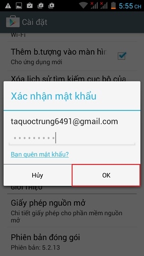 Cài đặt mật khẩu cho CH Play trên Mobiistar Touch Bean 452C