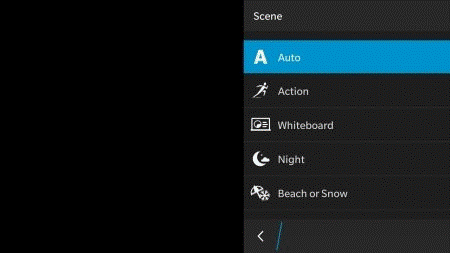 Giao diện ứng dụng camera trên BlackBerry Leap