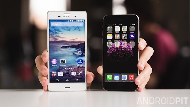 Xperia Z3 trông lớn và vuông vắn hơn so với iPhone 6