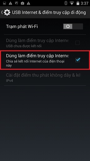 Chọn Dùng làm điểm truy cập Internet.