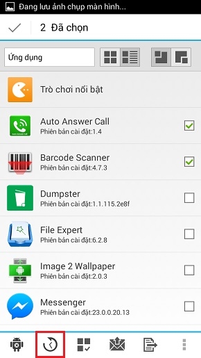 Chọn biểu tượng sao lưu.