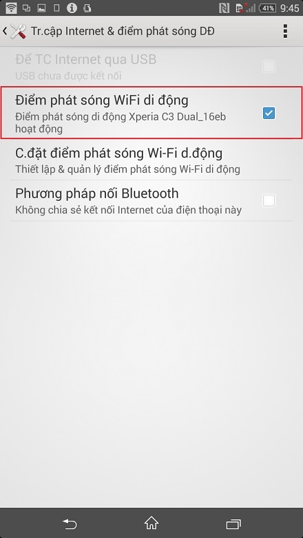 Chọn Điểm phát sóng WiFi di động.