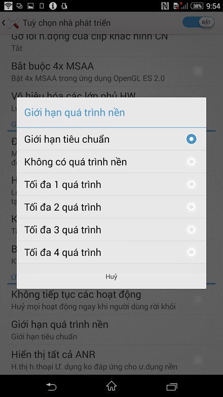 Chọn giới hạn quá trình nền mà bạn muốn.