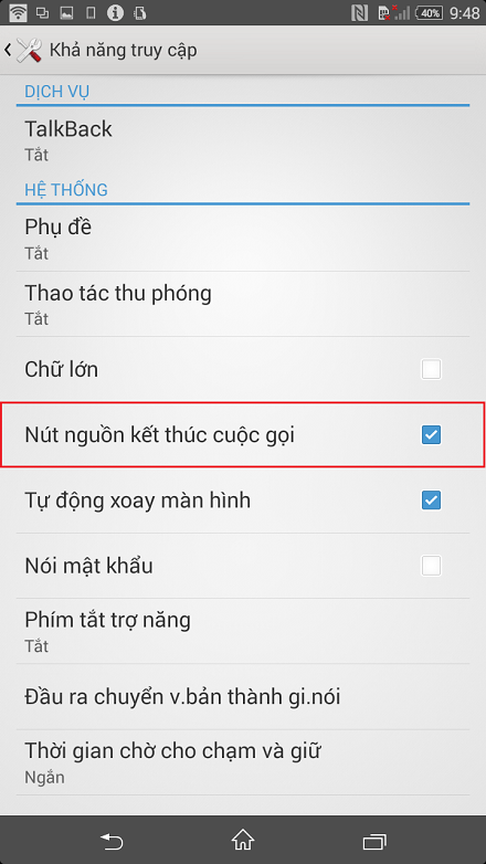 Chọn Nút nguồn kết thúc cuộc gọi.
