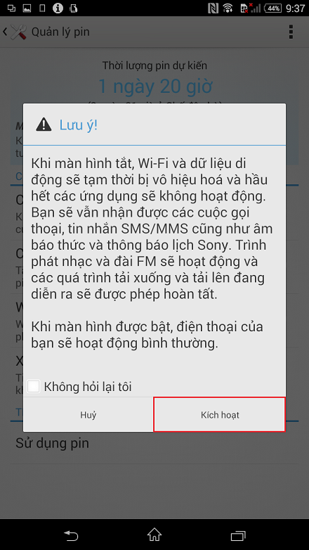 Kéo “ON”, chọn Kích hoạt.